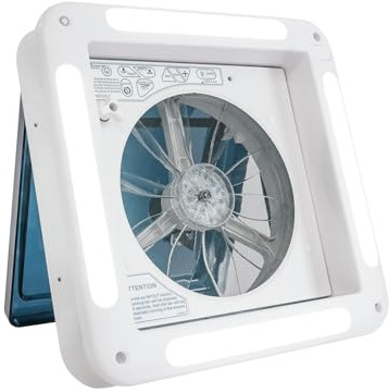 Ventilación de 12 V para autocaravana con mando a distancia y LED de 6 niveles ajustable, ventilador de techo con sensor, ventilador de techo para autocaravana y autocaravana