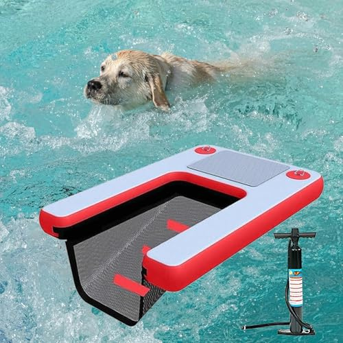 Rampa de piscina para perros, escaleras inflables para piscinas elevadas y enterradas, escalera flotante portátil para lagos