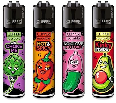 Clipper Feuerzeuge Porn Slogan 9 (4er Set), Neue Motive 2026
