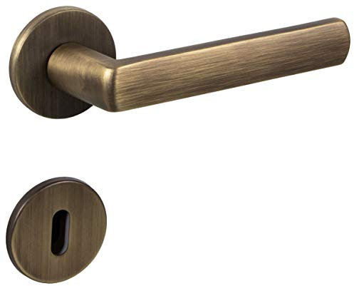 Gedotec Poignée de Porte Laiton Bronze Brossé Vintage Antique LUCE | Qualité Durable & Solide Intérieur & Extérieur Chambre Salon | Serure Droite Salle de bain BB