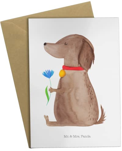 Mr. & Mrs. Panda neujahrskarte Hund Blume - Geschenk, Sprüche, weihnachtskarten, Hunde, Beileidskarte, einladungskarten, Hundeliebe, Klappkarte, Grußkarte, Süß