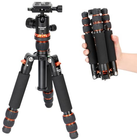 Koolehaoda Mini Treppiede per Fotocamera Treppiede da Tavolo in lega di Alluminio Altezza 21-63,5 cm con Testa Sferica a 360° per Videocamera DSLR, Carico fino a 10 kg - (TMP-223 Arancione)