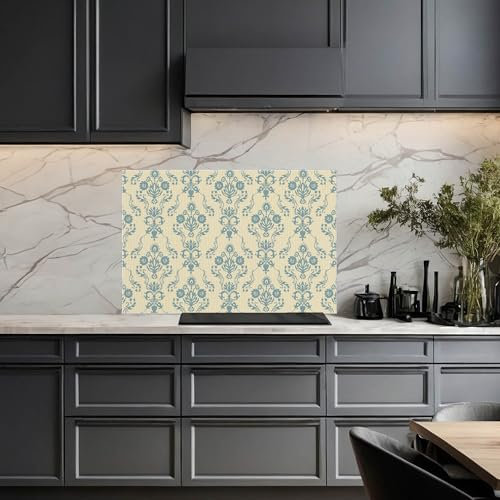 banjado Küchenrückwand Glas ohne Bohren 90x60cm – Glasrückwand Küche mit Motiv Tapete Blumen/Spritzschutz Küchenrückwand Glas/selbstklebende Küchenrückwand Platte - magnetisch & beschreibbar