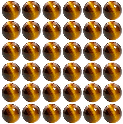 Natural Stone Beads 100pcs 10mm Tiger Eye Round Genuine Real Stone Beading Loose Gemstone Hole Size 1mm DIY Smooth Beads for Bracelet Necklace Earrings Jewelry Making (Tiger Eye, 10mm)