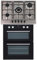 SIA 60cm Black Built Under Double Oven And 70cm 5 Burner Stainless Steel Gas Hob