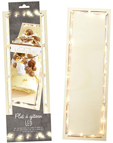 ScrapCooking - Plat à Gâteaux Lumineux LED - Plat Rectangulaire 30cm pour Bûches, Pâtisseries, Cakes & Desserts - Accessoire Décoration Anniversaire, Fêtes, Noël - 4951