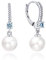 JO WISDOM Damen Perlen Ohrringe Perlenohrringe Silber 925 Hängend Hochzeit Ohrringe mit 8MM Perlen 3A Zirkonia März Geburtsstein Aquamarin Farbe,Schmuck für Frauen