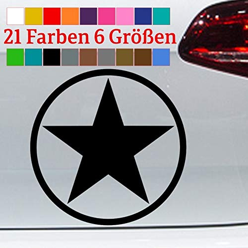 generisch Stern Aufkleber mit Kreis Sticker Armee US Army Vinyl Decal JDM Kleber Gelände in 6 Größen und 21 Farben
