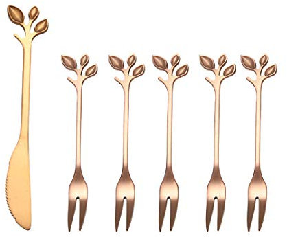 forks dessertgabel Obstkuchen Kuchenset Geschirrset Geschirr-Sets kleine Gabeln Gabeln gesetzt Silberbesteck Tortenheber Dessertlöffel Kuchengabel rosegold,set