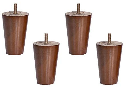 4 Stück Möbelfüße Holz Tischbeine Massivholz Konisch Ersatz Gerader Kegel Möbelbeine für Sofa Bett Schrank Ersatz für Schrank Bett Füße,Nussbaum,M10 Gewinde(8cm)