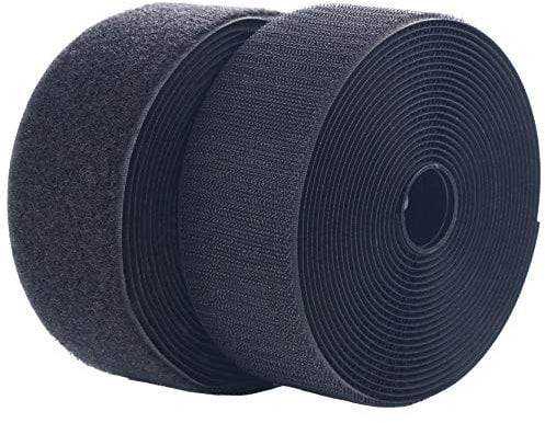 LLPT Klettband Zum Aufnähen Nähen Breit Klebepad Flauschband und Hakenband | Kein Kleber Flauschband und Hakenband | Schwarz (NHB223) | 5cm x 5 m