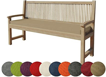 chilly pilley Bankkissen Bankauflage Polsterauflage Reißverschluss mit Schlaufen Kissen für Gartenbank Gartenbankauflage für Gartenmöbel Sitzkissen & Rückenkissen Outdoor (200 x 40 x 5 cm, Beige)