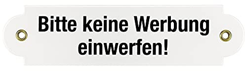 Sosenco Bitte Keine Werbung Blechschilder – Emaille Keine Werbung Aufkleber für Briefkasten – Türschild - Warnung Schild – Weiß