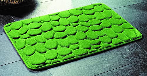 Sensino Steinoptik Badematte weich, Mikrofaser rutschfeste Duschmatte 50 x 80 cm Grün