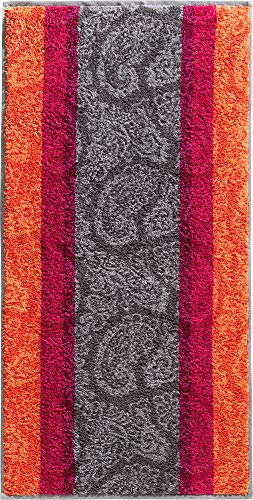 Erwin Müller Walk-Frottier Duschtuch Paisleymuster orange Größe 70x140 cm - schnell trocknend und extra saugstark, praktisch durch beidseitige Schlaufen, 100% Baumwolle