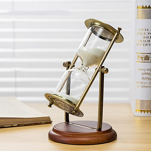 Horloge De Sable, Sablier Verre de Sable 15mins / 30mins /60 Minutes en Métal Minuterie, pour Brossage de Dents Douche Enfants Jouet Cadeaux Cuisine Bureau a Domicile (Swing Hourglass,60 Minutes)