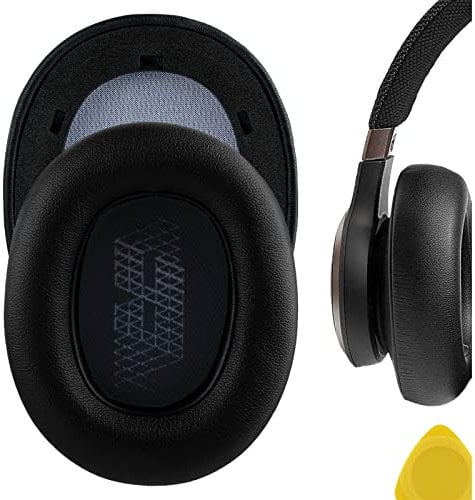 Geekria QuickFit Protein Leather Replacement Ear Pads for JBL Live 650 BTNC, Lifestyle E65BTNC, Duet NC, Live 660 NC Headphones Ear Cushions, Headset Earpads, Ear Cups Repair Parts (Black)