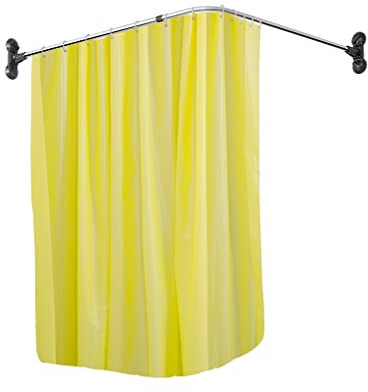 Hershii Gebogene Duschvorhangstange, L-förmige Ecke, Badezimmer-Vorhänge, Aufhängerstange, dekorativ, ausziehbar, Badewanne, Metall-Duschstange, Wandmontage oder Saugnäpfe – Schwarz