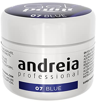 Andreia Professional Nail Art Design Gel Paint Pots - Highly Pigmented, Intense Colour - No Flow, High Viscosity UV Gel Paint for DIY Manicure - Vegan - 4g - 07 Blue