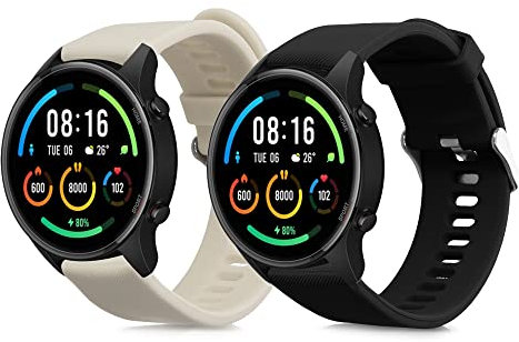 kwmobile Pulsera compatible con Xiaomi Mi Watch/Mi Watch Color Sport correa - 2x Correas de silicona flexible - Tamaño ajustable