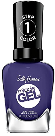 Sally Hansen Miracle Gel Nagellack in Salonqualität, gelartige Formel, Zwei-Stufensystem, kein UV-Licht nötig, langlebig, deckend, glänzend, 605 Desert Reign, dunkelviolette Nagelfarbe