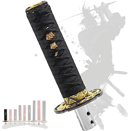 JINGLING Pomo de palanca de cambios Samurai Sword Katana Manual Stick AT MT Car Universal Custom Shifter Palanca Head con 4 tipos de adaptadores (Black and Balck,15CM)
