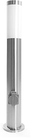 Toboli Außenleuchte 45 cm mit Steckdose, Standleuchte aus Edelstahl, Gartenleuchte Sockelleuchte IP44 E27
