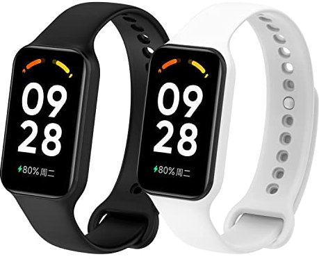 KUTEWEU Bracelet Compatible Xiaomi Redmi Band 2 Strap,Bracelets de Sport Silicone de Bande Remplacement avec fermoir Réglable Sangle pour Mi Redmi Band2 Accessoires (Blanc+Noir)