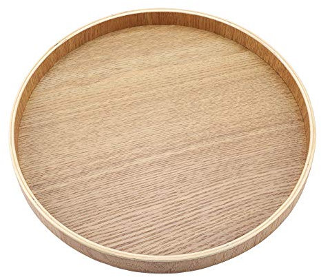 Round Wooden Plate, Round Serving Tray Large Wooden Platter Fruit Platter Tea Coffee Food Plate Serving Board for Dessert Cake Snack(33cm)