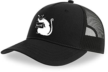 Maikomanija Banksy Rat You Lie Graffiti Street Art Baumwolle Trucker Cap Curved Visor Netback Hat Atmungsaktives Mesh Sport Top, Schwarz , One size