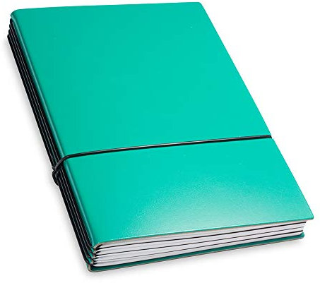 X17-Lehrerkalender/Lehrerplaner A5| 2024-2025, türkis/grün; aus recyceltem Leder. Austauschbar: 4 Hefte: Schulkalender 07-12.24 + 01-08.25 + Schülerlisten + linierte Notizen. Made in Germany.