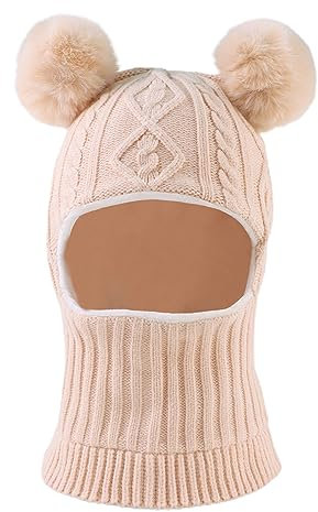 XIAOHAWANG Wintermütze Jungen Warme Strickmütze Mädchen Dicke Kindermützen Winddicht Kälteschutz Mütze für Baby, Kinder (DE/NL/SE/PL, Alter, 3 Jahre, 9 Jahre, Aprikose)