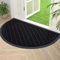 Homaxy Half Moon Door Mats Indoor, Non Slip Rubber Door Matts, Dirt Trapper Absorbent Doormat Outdoor, Washable Heavy Duty Floor Mat for Entrance, Front Door, Kitchen and Garden, 60 x 90 cm, Black