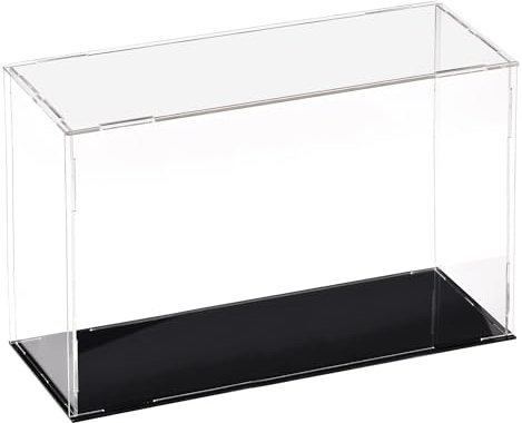 „Recogwood Acryl-Klarsichtvitrine, 30 x 10 x 20 cm, zum Zusammenbauen, Aufsatzbox, Würfel-Organizer, Ständer, staubdichter Schutz, Vitrine mit schwarzem Sockel für Actionfiguren, Spielzeug, Sammlerst