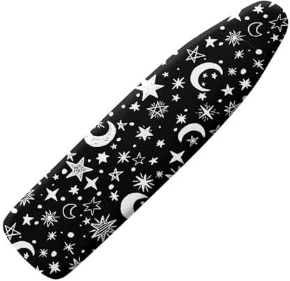 Xoenoiee Bügelbrettbezug mit Sternen und Mondmuster, 137,2 x 38,1 cm, rutschfester Bügelbrettbezug, fleckenabweisend, für Zuhause, Wäsche, dicke Bezüge mit Klettverschluss