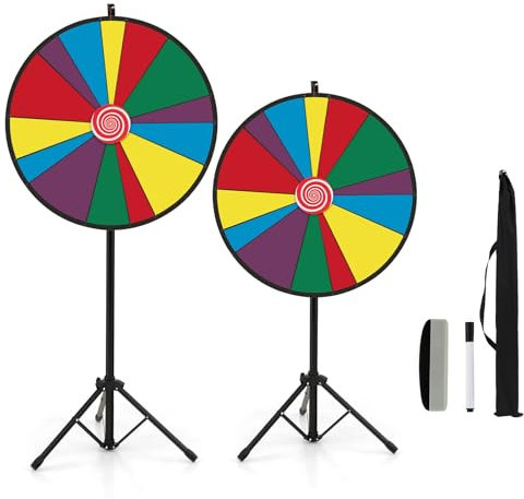 SOARS 30” Glücksrad zum Drehen, Gluecksrad mit Stativ höhenverstellbar, inkl. Whiteboard Marker & Schwamm, Glücksrad zum selbstgestalten, Preisrad für Wortspiele, Neujahr, Party (Höhe: 140-170 cm)