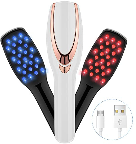 Peine de masaje eléctrico USB 3 en 1, fototerapia, masajeador de cuero cabelludo, cepillo para el cabello, cuidado del cabello, anticaída