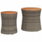 vidaXL Garten Beistelltisch 2 STK., Tisch mit Holzplatte, Gartentisch mit Stahlgestell, Terrassentisch Gartenmöbel Gartengarnitur, Grau Poly Rattan
