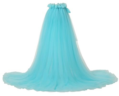 GRACEART Robe de mariée en tulle détachable pour femme - Longue longueur au sol, bleu clair, Taille unique