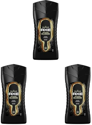 Axe 3-in-1 Duschgel & Shampoo Magnum Gold Caramel Billionaire für Körper, Gesicht und Haar verleiht einen spektakulären Duft unter der Dusche 250 ml (Packung mit 3)