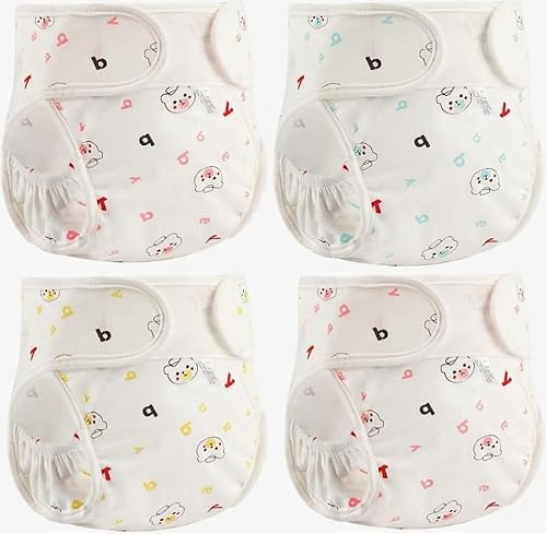 MAIHAO 4 PCS Baby Puppen Windeln Unterwäsche Wiederverwendbare Eignung für 17-22 Zoll Reborn Baby Puppe Verstellbarer Klettverschluss 4-Teilig Niedlicher Bär Outfit Windeln Zubehör