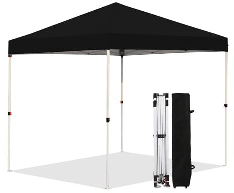 Northroad Pop Up Pavillon, 2,4 x 2,4 m Wasserdicht Stabil Faltpavillon, UV Schutz 50+, Höhenverstellbar Gartenpavillon mit Tragetasche, für Pool, Camping, Strand, Schwarz