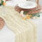 Sevenpers Tischläufer 90x300cm,Hochzeitsdeko für Boho Hochzeit,Vintage Style Tischdecke,Rustikal Elegante Gaze Tischdekoration für Mottoparty,Geburtstagsfeiern,Hochzeit,Einschulung deko(Beige)