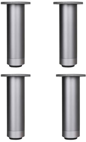 4 Pièces Pied de Meuble, Pieds de Support en Alliage D'aluminium à Hauteur Réglable, pied de Canapé Pied Meuble Salle de Bain Bureau Meuble Cuisine,Avec vis. (8~12cm / 3.2in~4.8in)