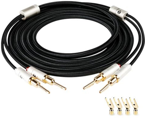 BOAACOUSTIC JIB High end Lautsprecherkabel Bananenstecker 3m Lautsprecherkabel mit Bananenstecker und Y stecker, konfektioniert (2 Stück / 3 meter)