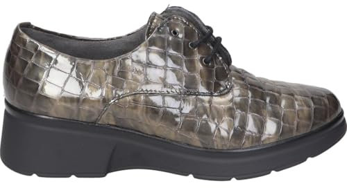 PITILLOS Zapatos Oxford de Cuña de Piel Mujer, Charol Marrón, con Cordones, Cuña 10057 (Marrón, Sistema Tallas Calzado EU, Adulto, Mujer, Números, Mediano, 38)