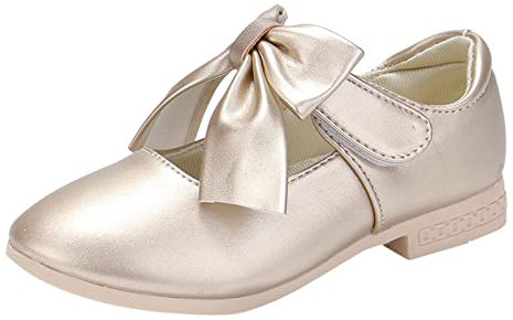 Generico Scarpe Eleganti Bambina Scarpe da Ballo Bambina Scarpe per Bambini Scarpe in Pelle Bowknot Scarpe da Principessa per Ragazze Scarpe Singole Scarpe da Scarpe Tacco Bambina (Gold, 26 Toddler)
