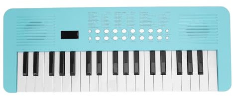 Teclado Electrónico de 37 Teclas, 200 Tonos, Ritmos, 35 Demostraciones, Instrumento de Teclado de Piano Digital Multifuncional con Micrófono para Principiantes y Jugadores (BLUE)