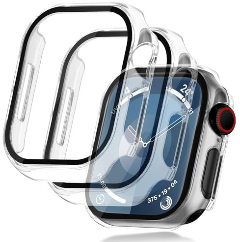 Seltureone 2 Stück Hülle für Apple Watch Series 9/8/7 45mm Schutzhülle mit Displayschutz, Hard PC 360° Rundum Anti Kratz Anti Staub Ultradünne Schutzhülle - Transparent