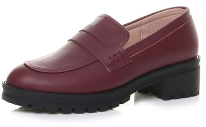 AJVANI Womens Ladies mid Block Heel Chunky Slip on School Shoes Penny Loafers Size 8 41